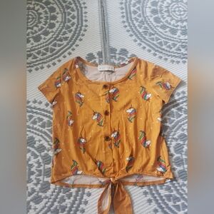 Unicorn Print Kids Shirt - Orange